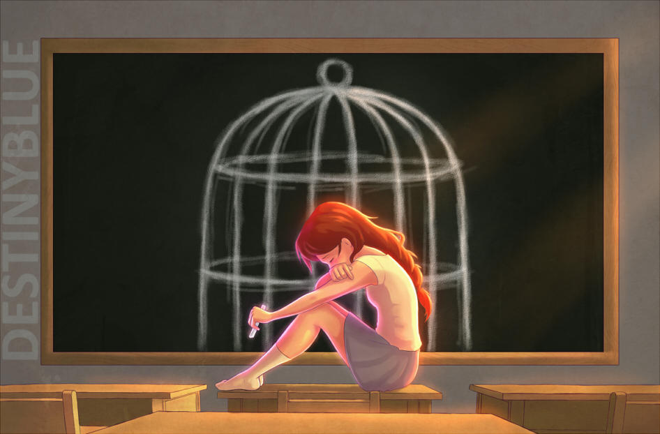 Pic.Source: "Trapped by School" by DestinyBlue @deviantart.com
